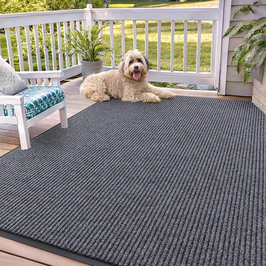 OLANLY Front Door Mat Indoor Outdoor Entrance, Waterproof Heavy Duty Doormat, Fade Resistant, Low Profile, Easy Clean Patio Porch Welcome Floor Mats for Entry, 71x47, Grey