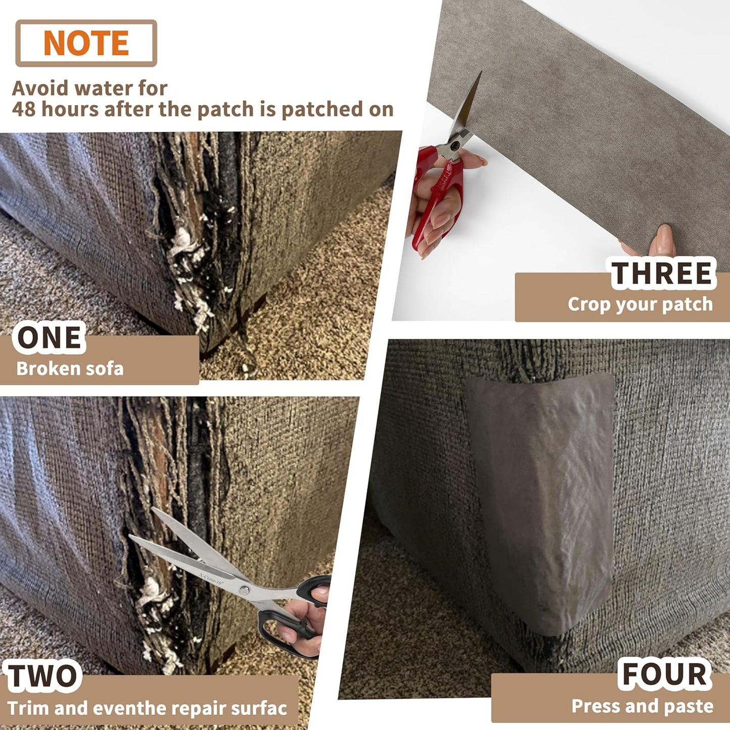Azobur Sofa Fabric Repair Patch, Oversized Microfiber Patch，Self Adhesive Fabric Sofa Patch Repair Fabric,Super Cost-Effective Combination (Dark Brown)