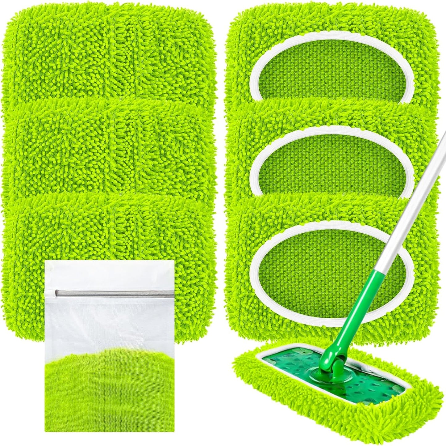 Reusable Dry Sweeping Cloths Microfiber Wet Pads Refill Compatible with Swiffer Sweeper Mop Replacement Sweeping Mopping Pad Refills for Use on All Sealed Floors - Stone, Hardwood, Laminate & Tile