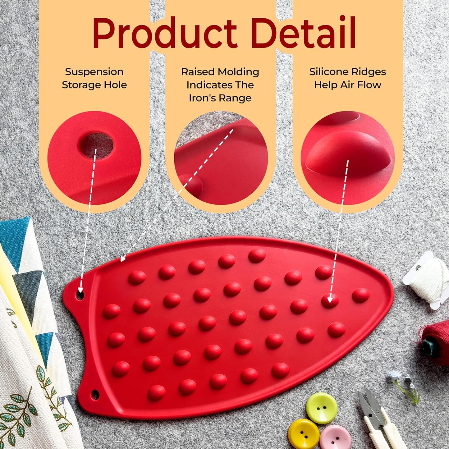 Savina Silicone Rest Pad for Ironing Board(2 Pack). Heat Resistant Pad, Thicker Version. Perfect Combination with Ironing Board and Mat.