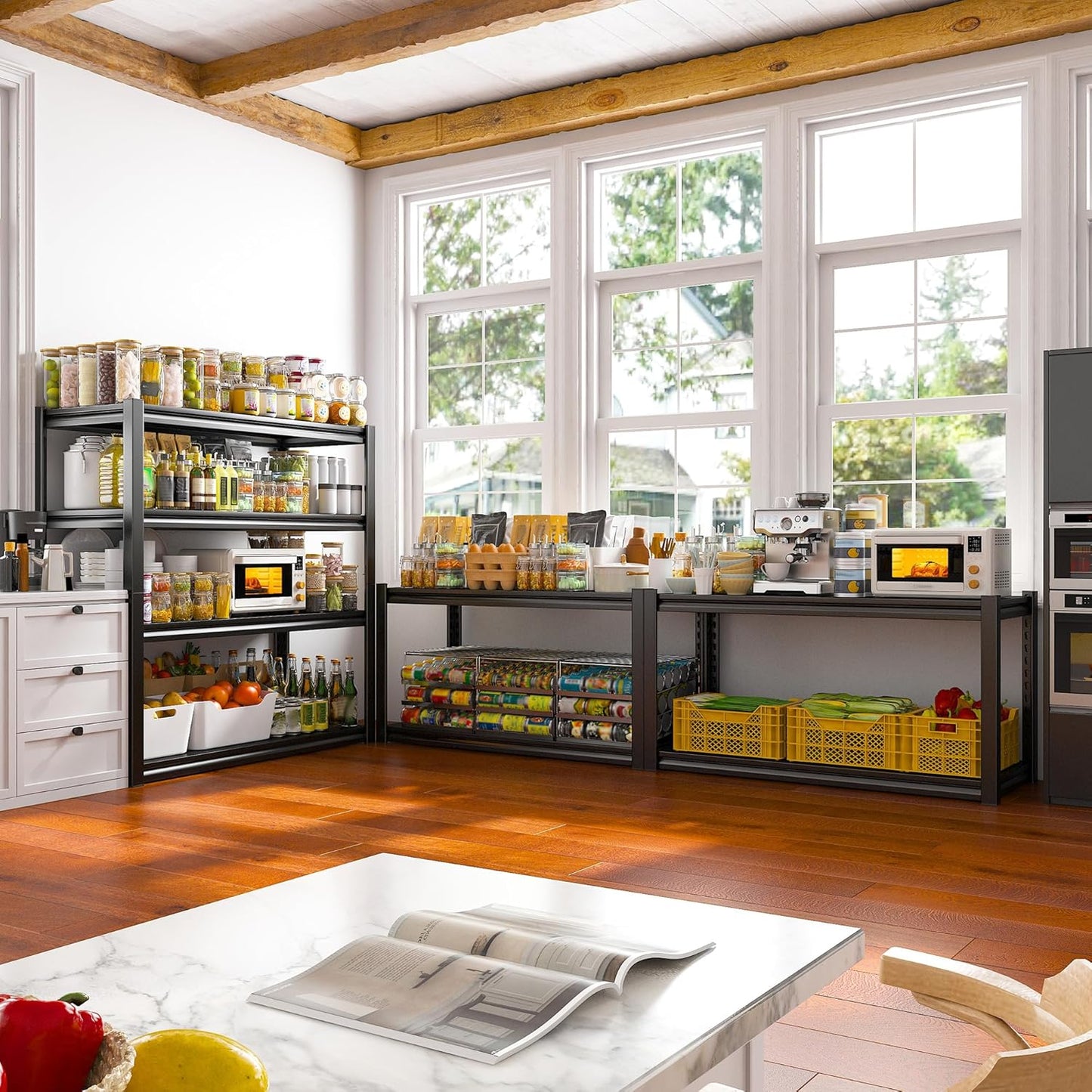 Raybee 40" W Garage Shelving Heavy Duty Storage Shelves 56.9" H Metal Shelving Heavy Duty Load 1600LBS Adjustable Metal Shelves for Storage for Pantry Kitchen 40" W x 19.1" D x 56.9" H 3 Pack