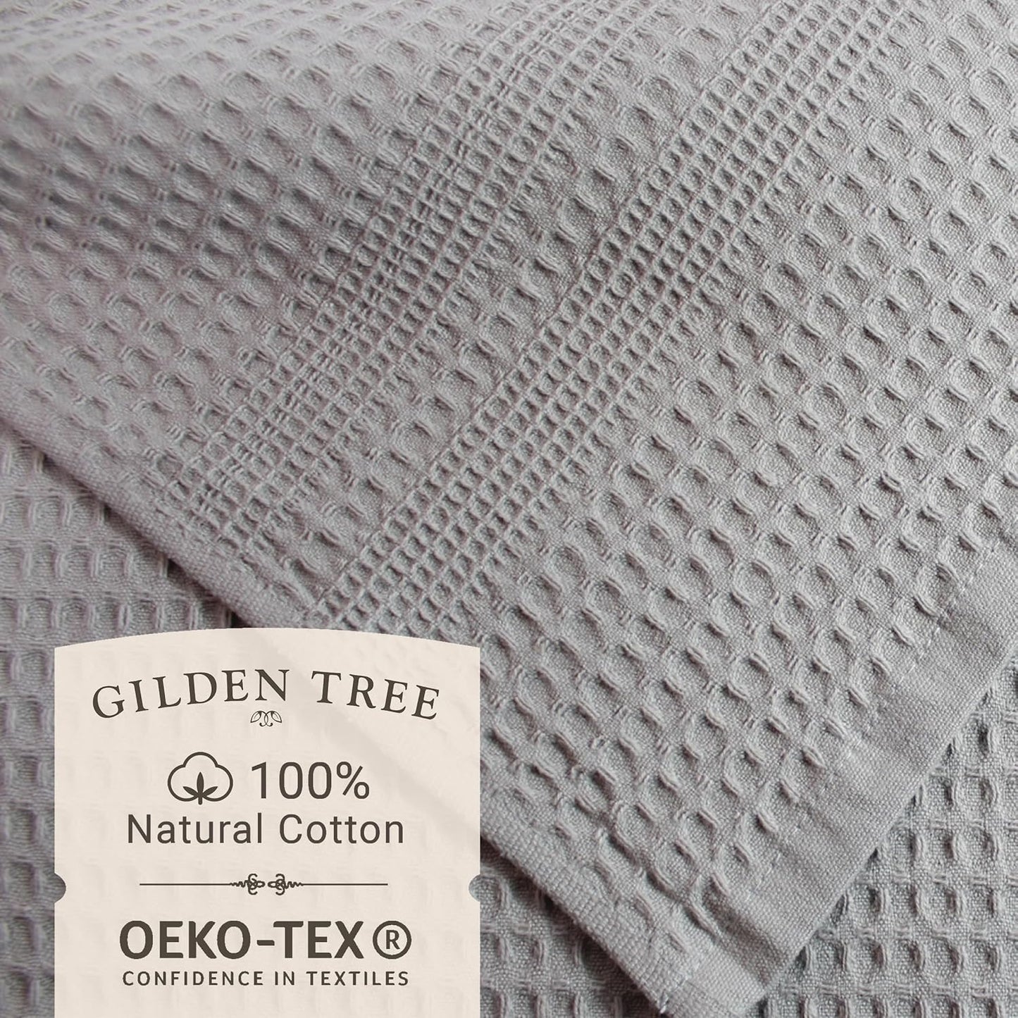 GILDEN TREE Waffle Towel Set Quick Dry Thin | 2 Bath Towels | 2 Hand Towels | 2 Washcloths, Classic Style (Pewter)