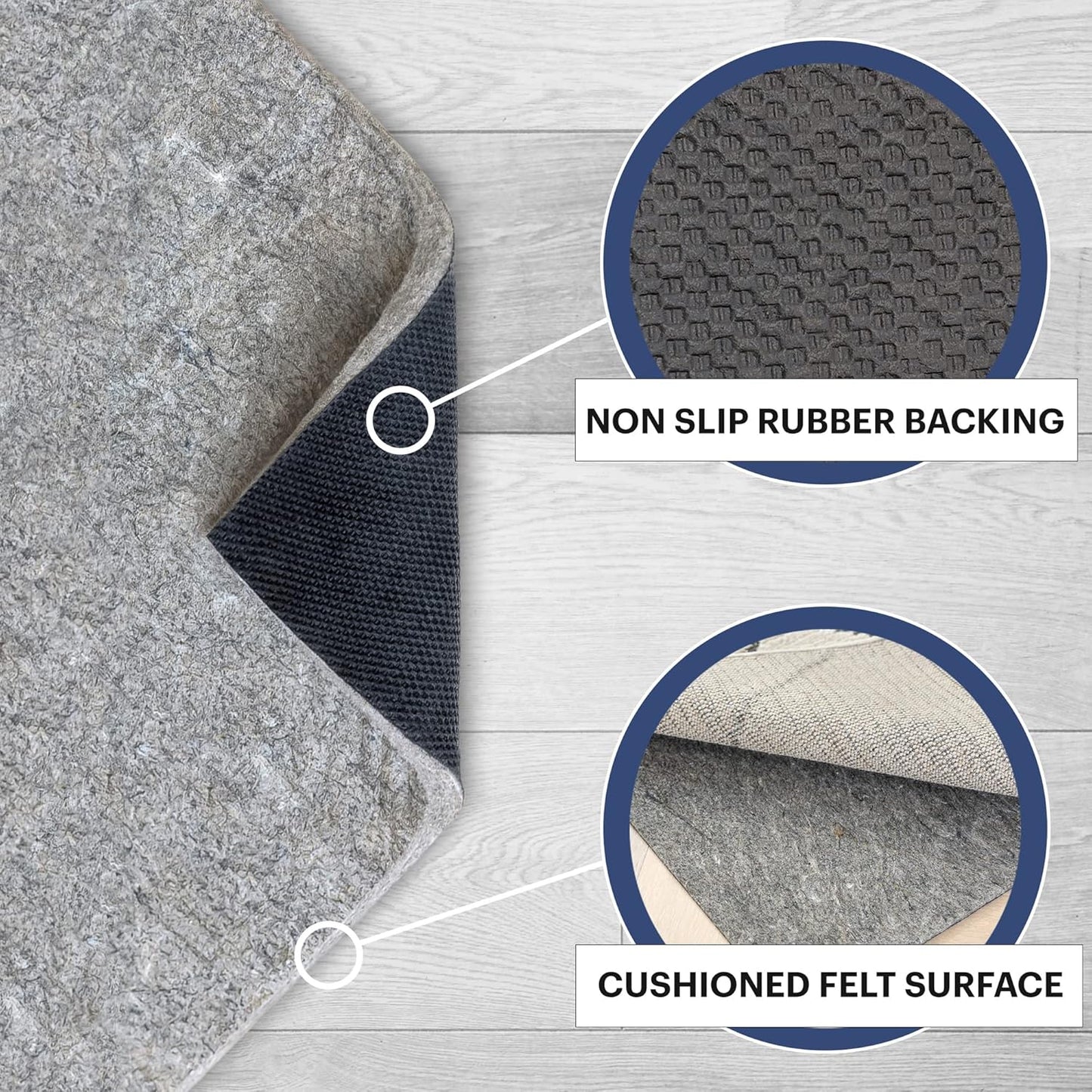 RUGPADUSA - Dual Surface - 6'x9' - 3/8" Thick - Felt + Rubber - Enhanced Non-Slip Rug Pad - Adds Comfort and Protection - for Hard Surface Floors