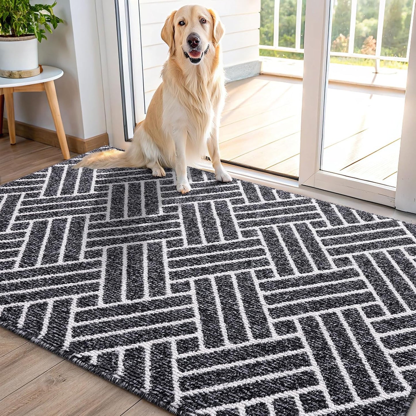 OLANLY Indoor Door Mat, 40x32 Inch, Dirt Resistant and Absorbent, Non-Slip Rubber Backing Floor Mats, Easy Clean Low-Profile Doormat for Entryway, Front Door, and Inside Entrance, Black