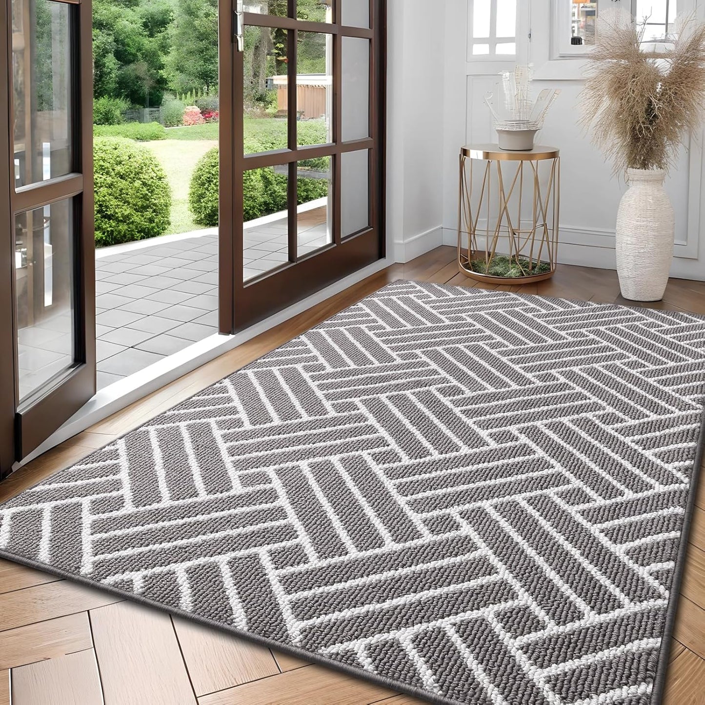 OLANLY Large Indoor Door Mat, 71x47 Inch, Dirt Resistant and Absorbent, Non-Slip Rubber Backing Floor Mats, Easy Clean Low-Profile Doormat for Entryway, Front Door, and Inside Entrance, Grey