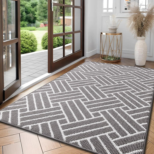 OLANLY Large Indoor Door Mat, 71x47 Inch, Dirt Resistant and Absorbent, Non-Slip Rubber Backing Floor Mats, Easy Clean Low-Profile Doormat for Entryway, Front Door, and Inside Entrance, Grey