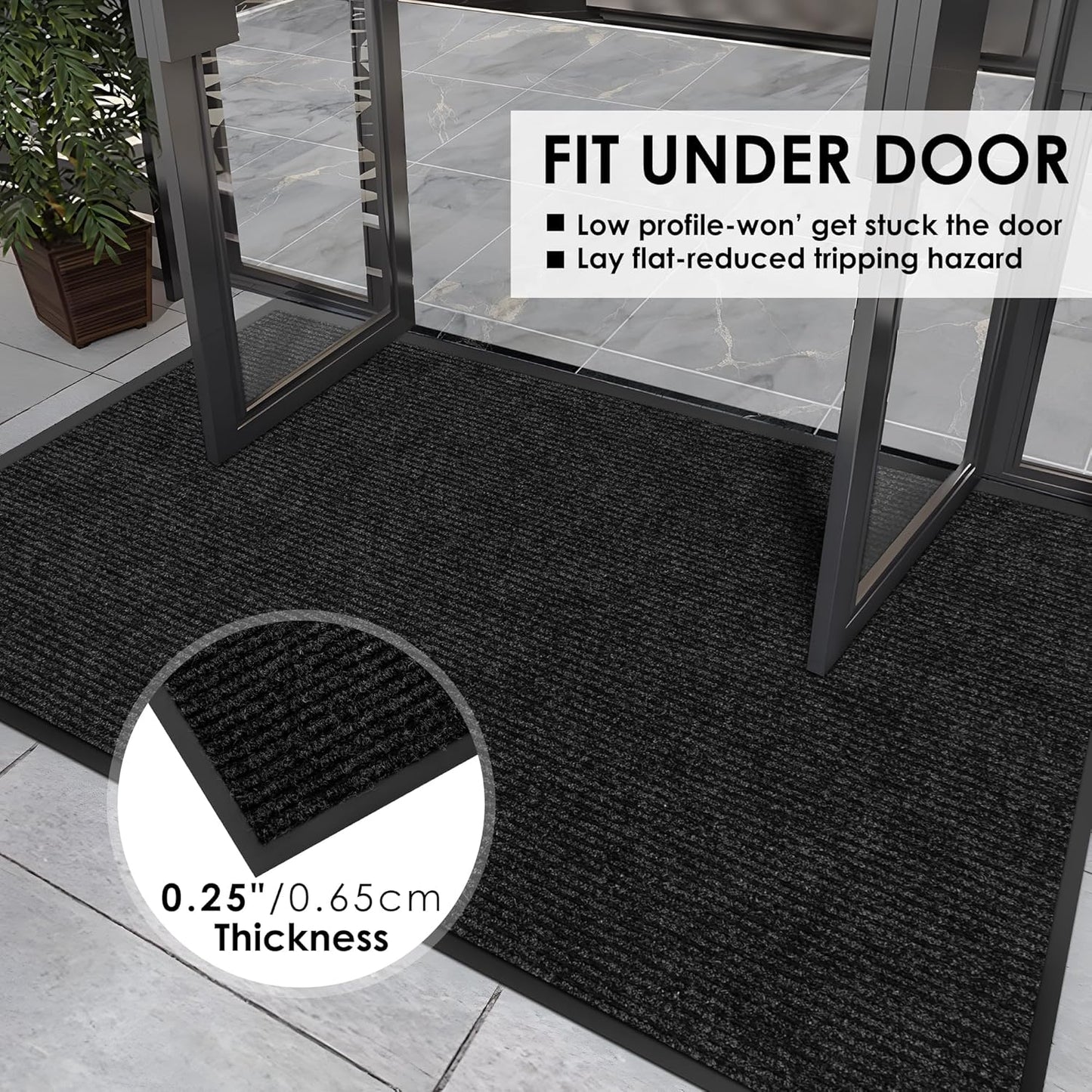 2′ x 24′ Front Door Mat Indoor Outdoor Entrance, Commercial Floor Mat Heavy Duty Dirt Trapper Entryway Doormat, Custom Size Non Slip Rubber Backing Welcome mat, Door Mat for High Traffic Area