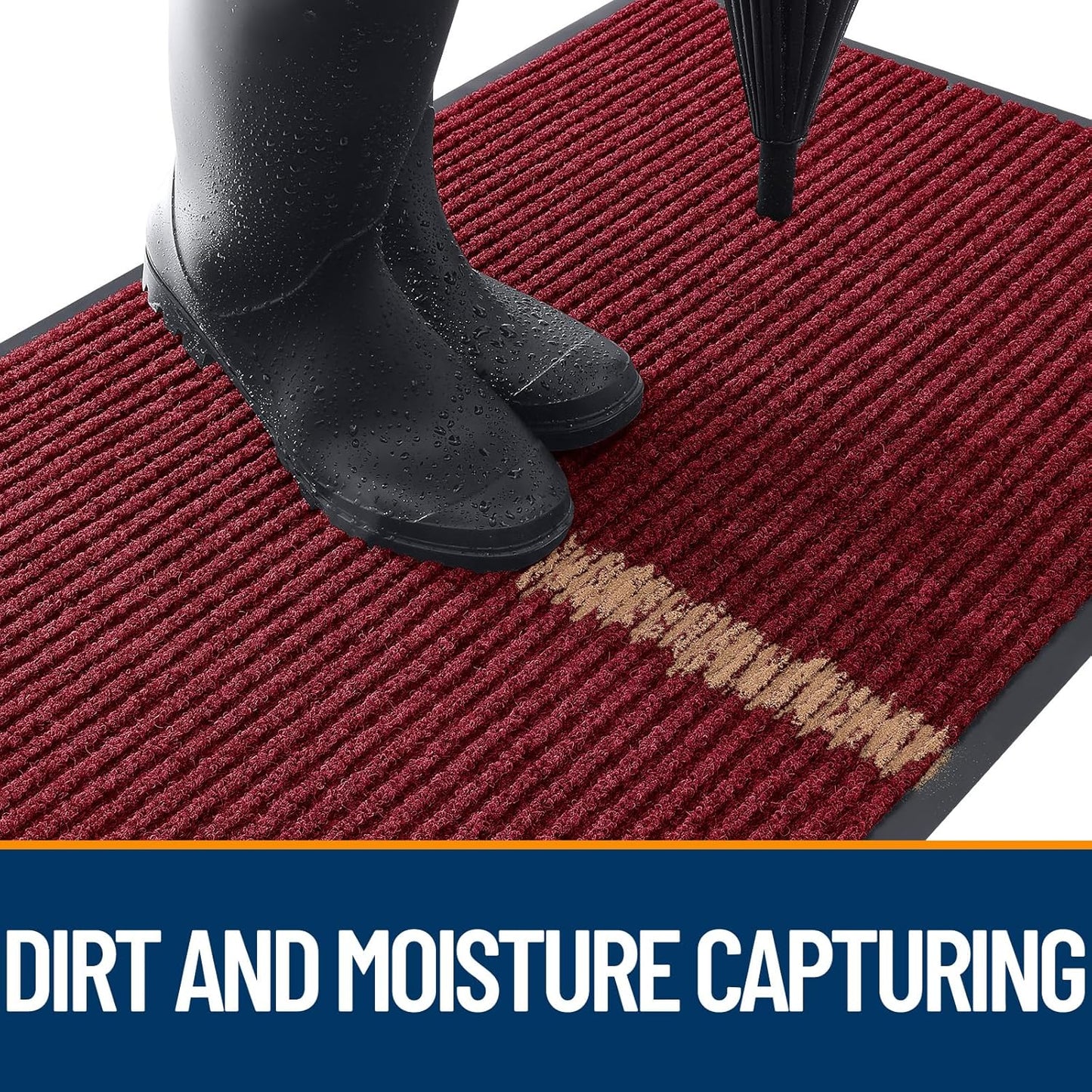 OLANLY Front Door Mat Indoor Outdoor Entrance, Waterproof Heavy Duty Doormat, Fade Resistant, Low Profile, Easy Clean Patio Porch Welcome Floor Mats for Entry, 59x24, Wine Red