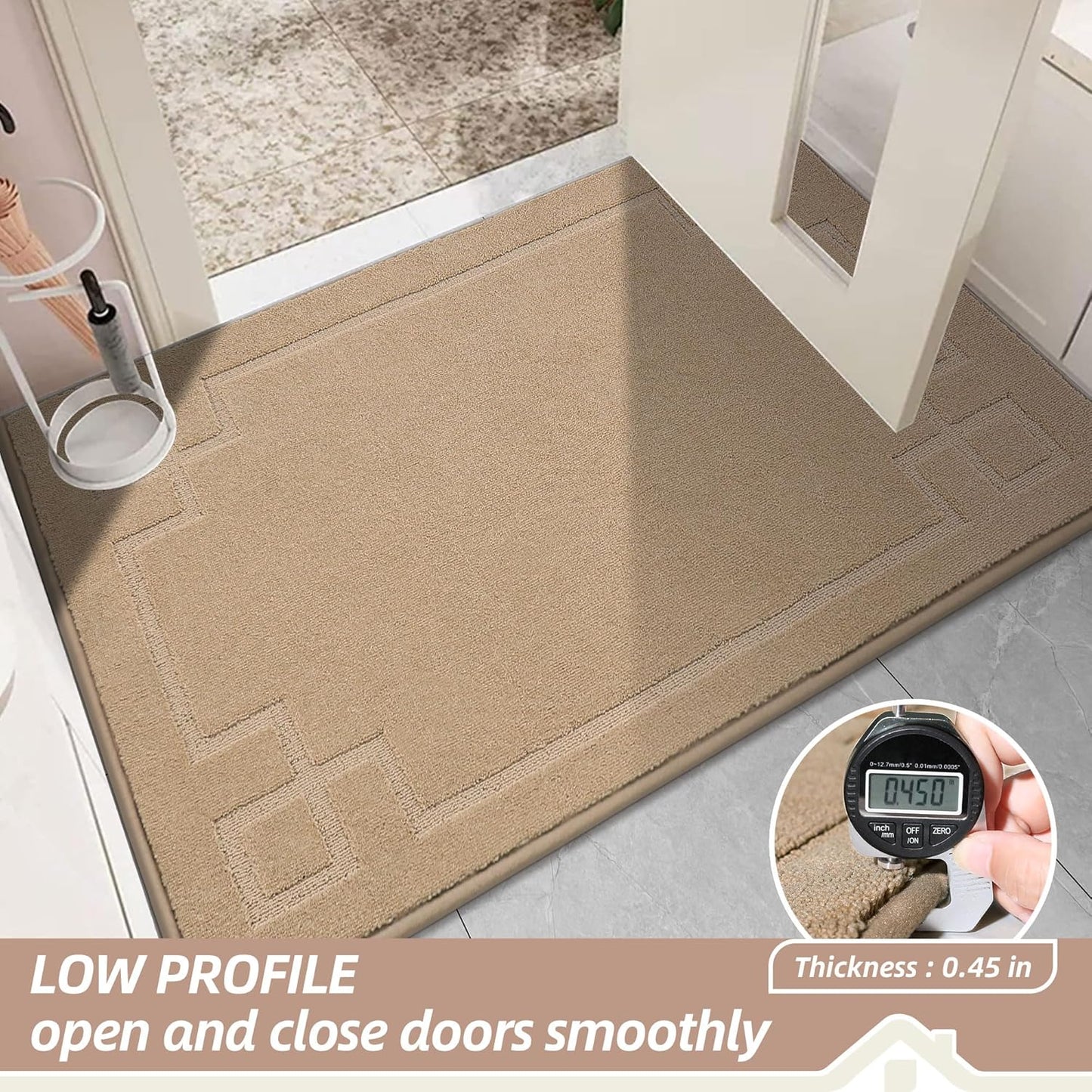 BEQHAUSE Door Mat 32" x 48", Non-Slip Door Mats Indoor Entryway Rugs Washable Low-Profile Absorbent and Stain Resist Floor Mats, Dog Door Mat for Front Back Door, Muddy Wet Shoes & Paws, Beige