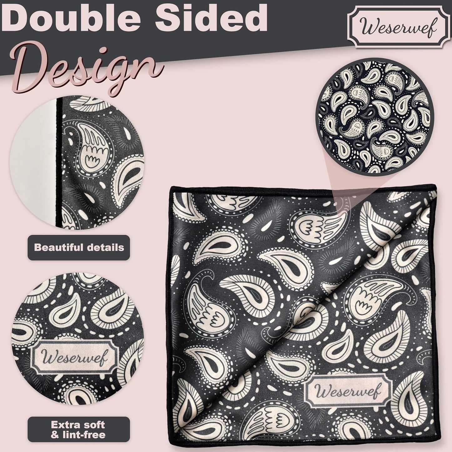 WESERWEF Design Microfiber Glasses Cleaning Cloth – Premium Cleaning Cloth for Eyeglasses, Screens, Tablets, Cameras & Lenses, 12" x 12", Ultra-Soft & Scratch-Free (Doodle)