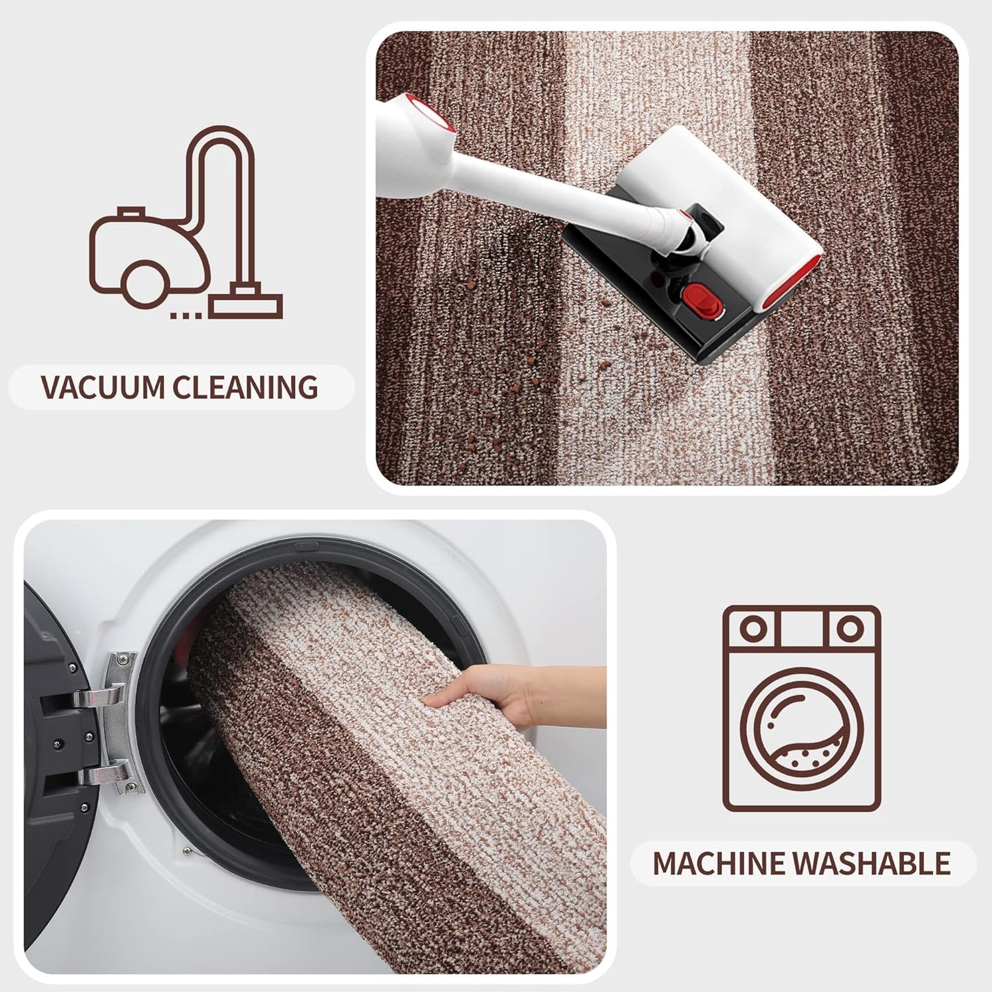 Kitinjoy Indoor Outdoor Door Mat, 48x32 Non-Slip Absorbent Dirt Trapper, Low-Profile Washable Inside Entrance Front Floor Mat, Sturdy Soft Entry Doormats for Entryway, Brown