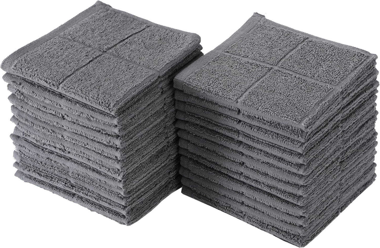 Glynniss Kitchen Dish Cloths Highly Absorbent Dish Rags 100% Cotton Wash Cloths for Washing Dishes (Grey, 24)