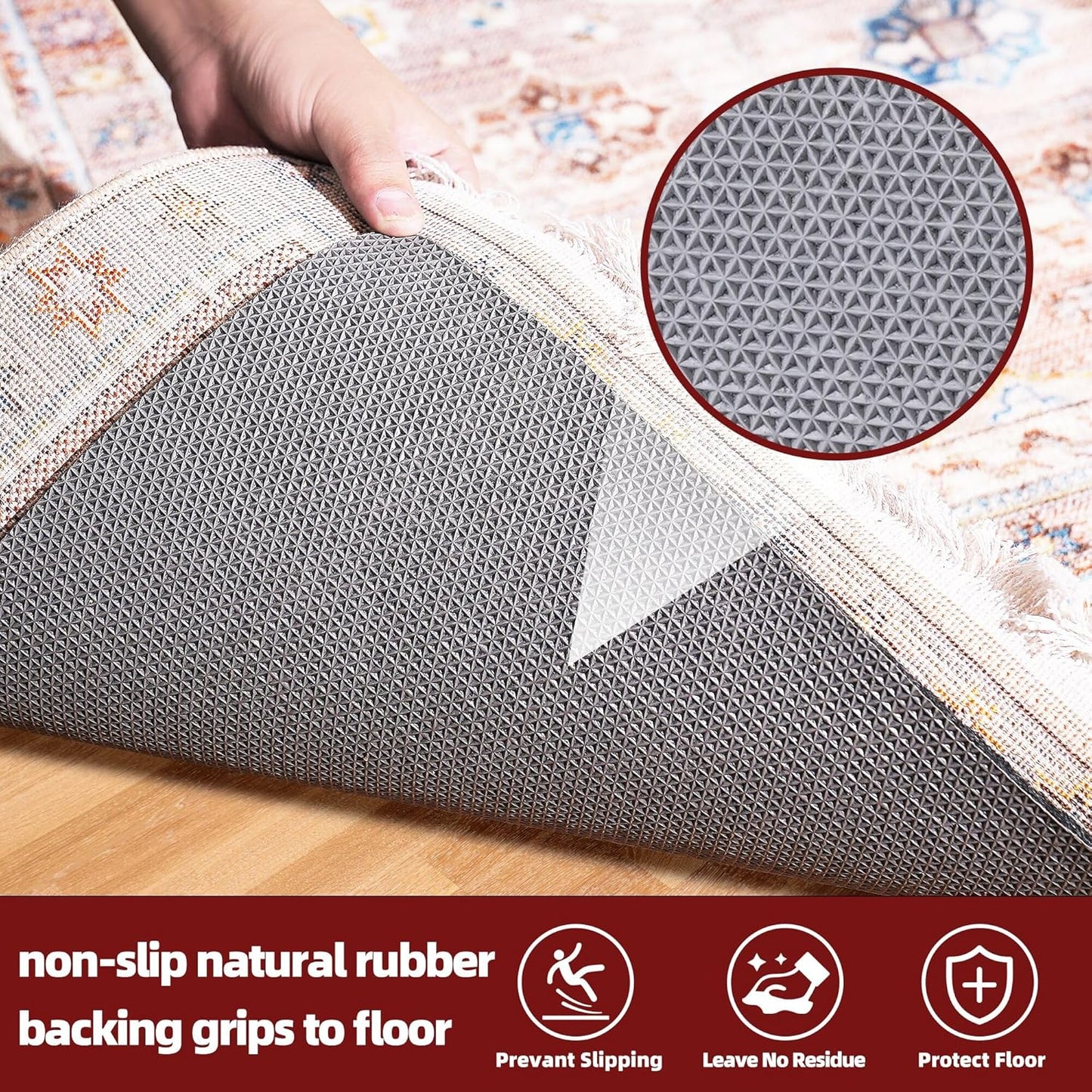 BAGAIL Felt and Natural Rubber Backing Rug Pads 1/8” Thick, Round 8 Feet Non Slip Rug Gripper Keep Rugs in Place, Under Area Rug Protective Cushioned Pads, Carpet Runners, Hardwood Floors Protection