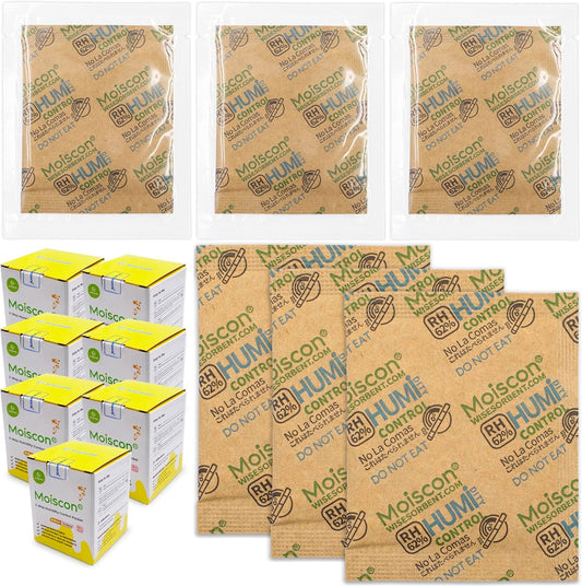 62% Size 8 Two-Way Humidity Control Packs, 105 Pack 8 Gram for Storing 1 oz, Moisture Control Packets Individually Wrapped