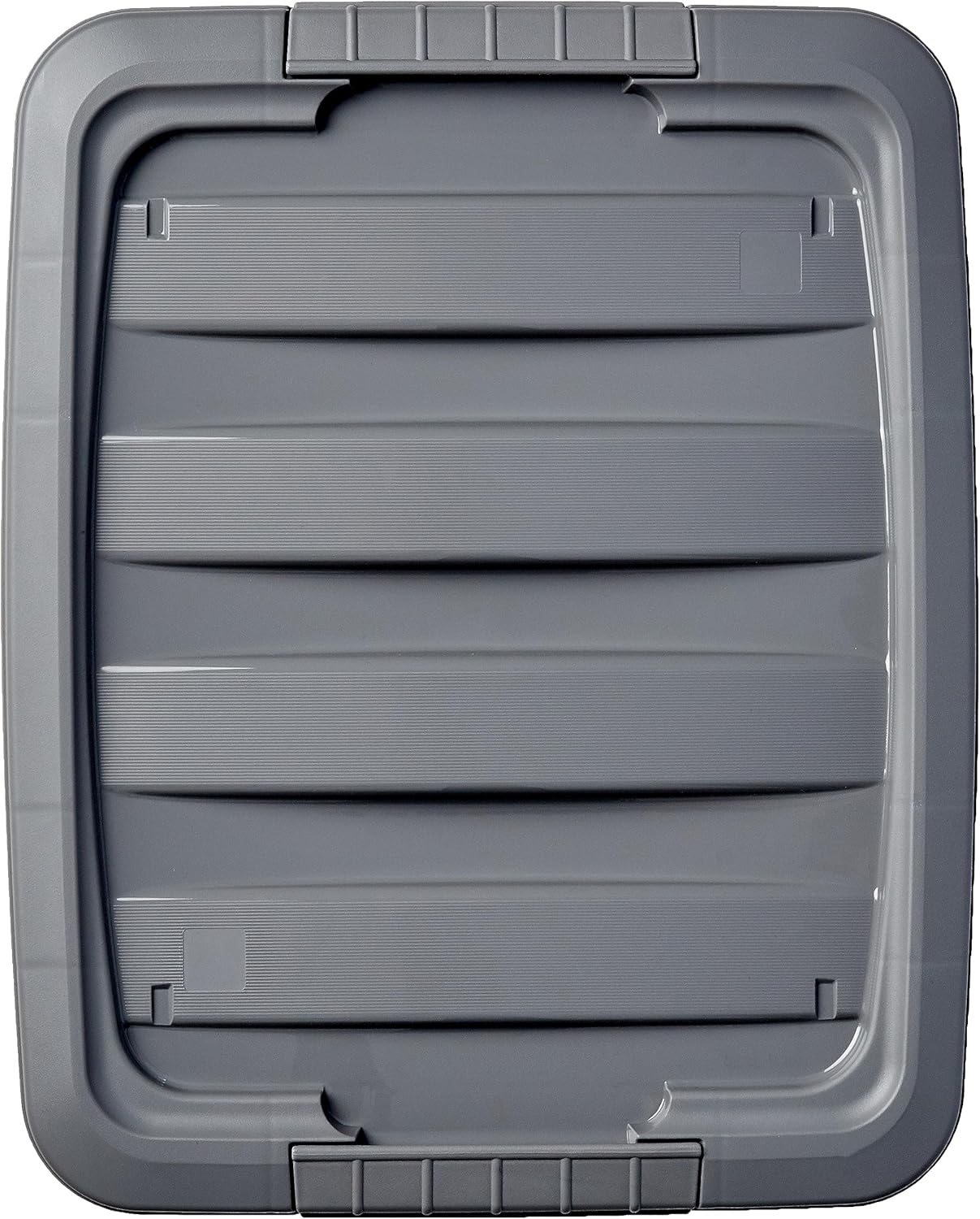 Amazon Basics Plastic Storage Containers with Secure Latching Lids, Stackable Organization Bins, Clear/Grey, 19 Quart, Set of 6