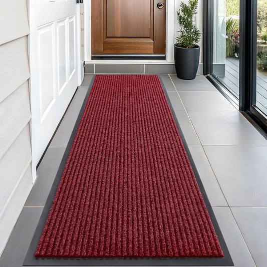 OLANLY Front Door Mat Indoor Outdoor Entrance, Waterproof Heavy Duty Doormat, Fade Resistant, Low Profile, Easy Clean Patio Porch Welcome Floor Mats for Entry, 59x20, Wine Red