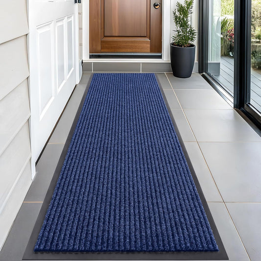 OLANLY Front Door Mat Indoor Outdoor Entrance, Waterproof Heavy Duty Doormat, Fade Resistant, Low Profile, Easy Clean Patio Porch Welcome Floor Mats for Entry, 59x20, Blue