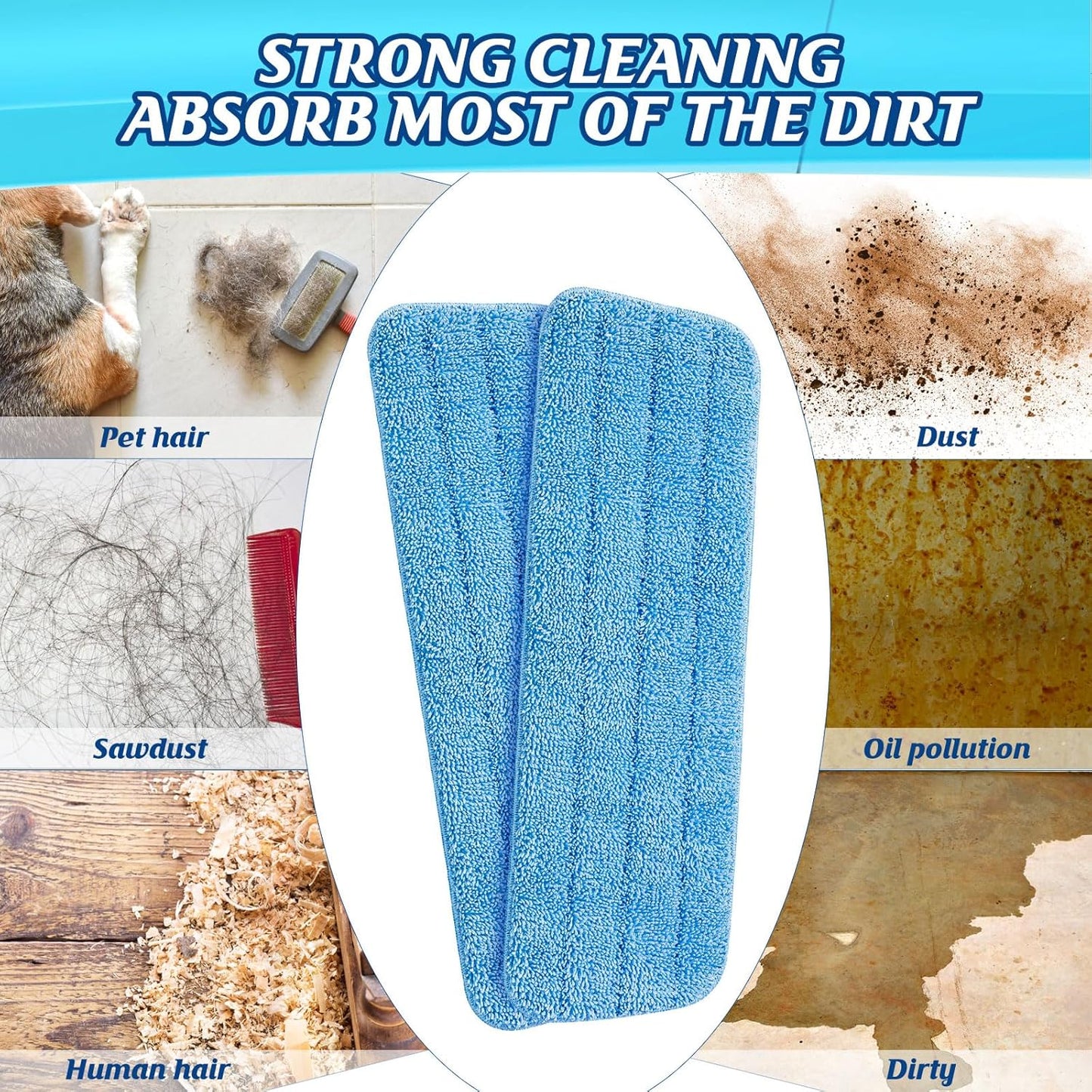 48 Pcs Microfiber Mop Pads Machine Washable Cleaning Flat Mop Head Replacement Reusable Household Pads for Hardwood and Hard Surface Floor Cleaning and Scrubbing