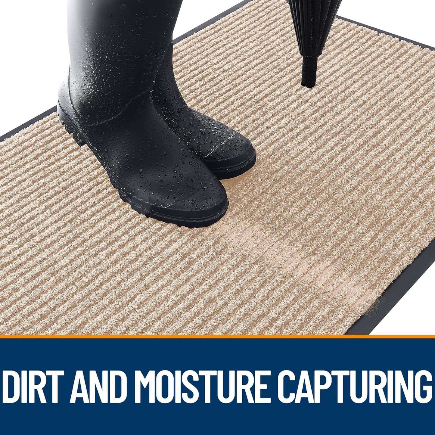 OLANLY Front Door Mat Indoor Outdoor Entrance, Waterproof Heavy Duty Doormat, Fade Resistant, Low Profile, Easy Clean Patio Porch Welcome Floor Mats for Entry, 71x23, Beige