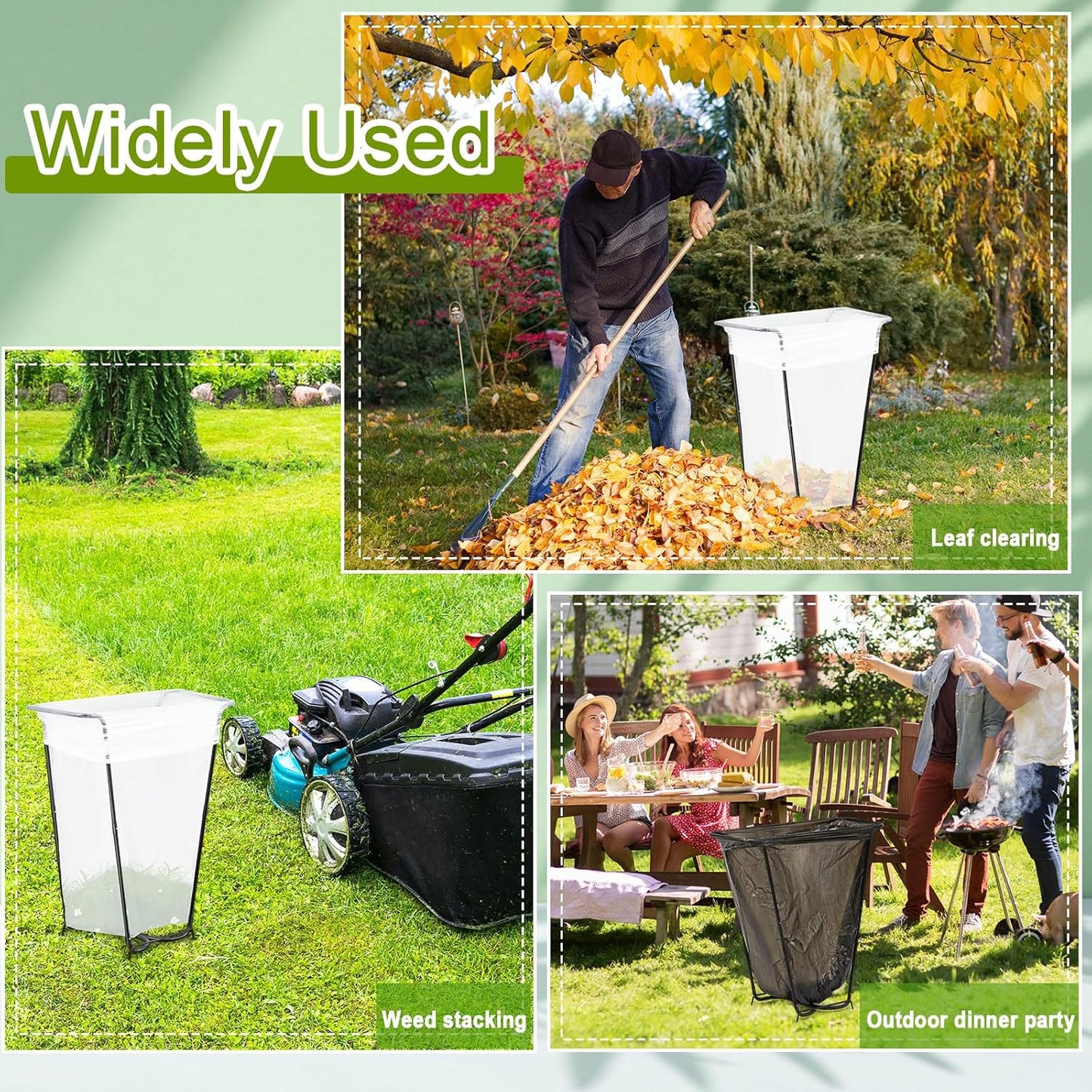 Gisafai 2 Pieces Metal Leaf Bag Holder Stand Portable Trash Bag Holder Frame Outdoor Holds 30-45 Gallons for Garden Garbage Lawn Yard Camping Leaves