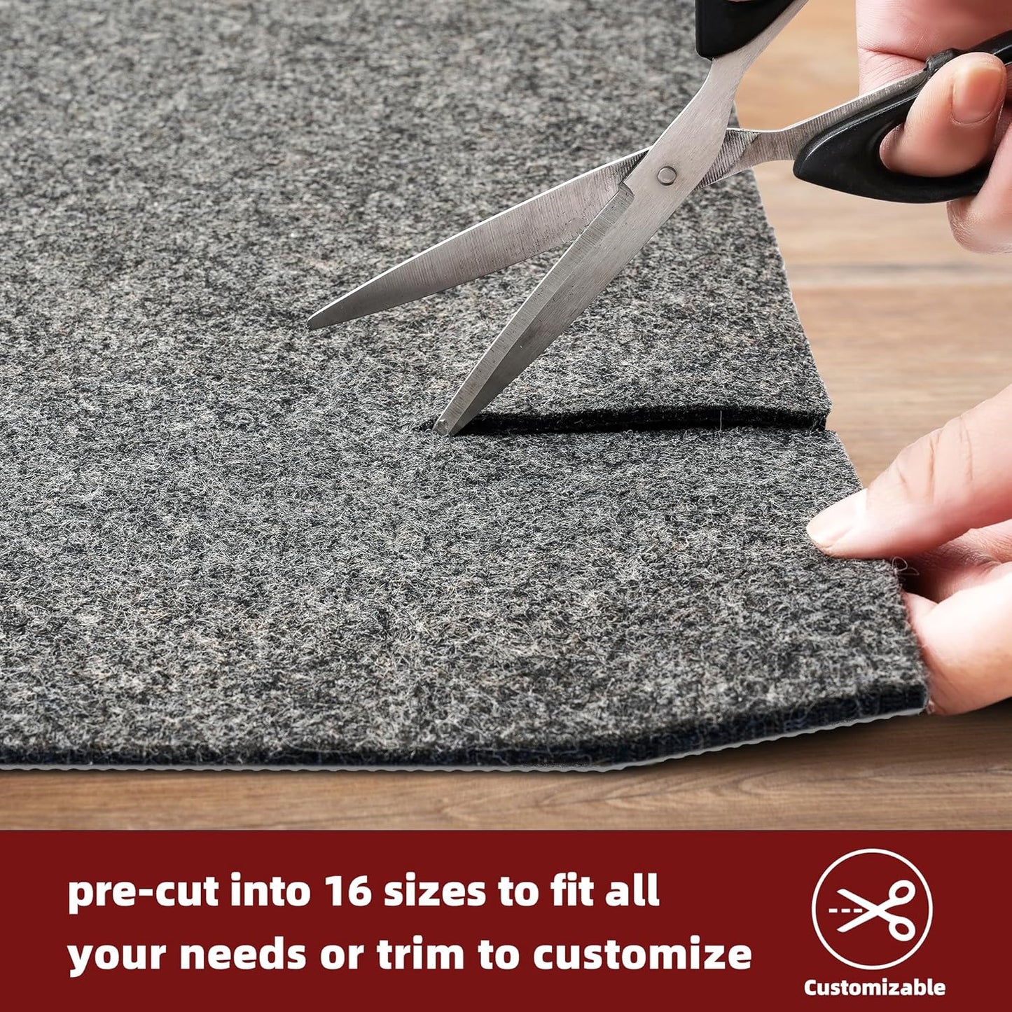 BAGAIL Felt and Natural Rubber Backing Rug Pads 1/4” Thick, 2 x 10 Ft Non Slip Carpet Gripper Keep Rugs in Place, Under Area Rug Protective Cushioned Pads, Carpet Runners, Hardwood Floors Protection
