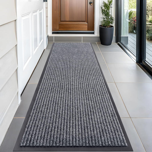OLANLY Front Door Mat Indoor Outdoor Entrance, Waterproof Heavy Duty Doormat, Fade Resistant, Low Profile, Easy Clean Patio Porch Welcome Floor Mats for Entry, 59x20, Grey