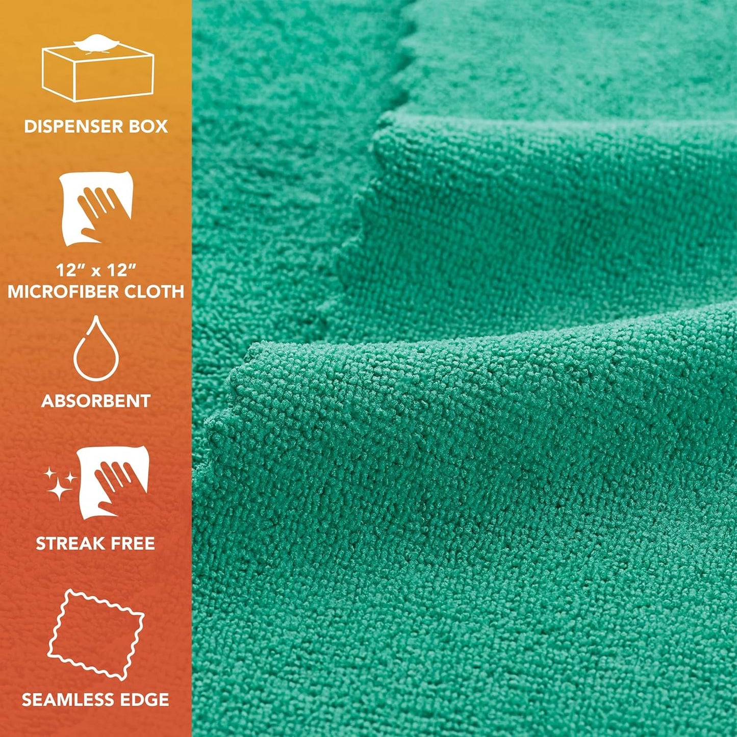 Arkwright Smart Rags in Box - (Pallet of 14400) Lint Free Microfiber Cleaning Cloth, Scratch & Streak-Free, Dispensable Wash Towels for Cars, Window Glass, and Auto Shop, 12 x 12 in, Green