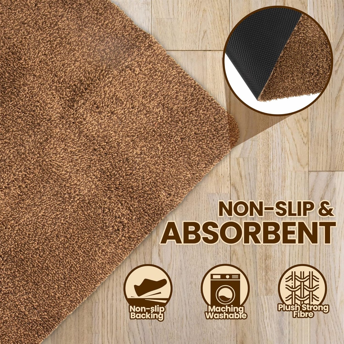 Premium Microfiber Indoor Door Mat – 24"x36" Washable Entry Mat, Non-Slip, Waterproof Backing, Super Absorbent, Low Profile Entryway Doormat for Indoor Entrance
