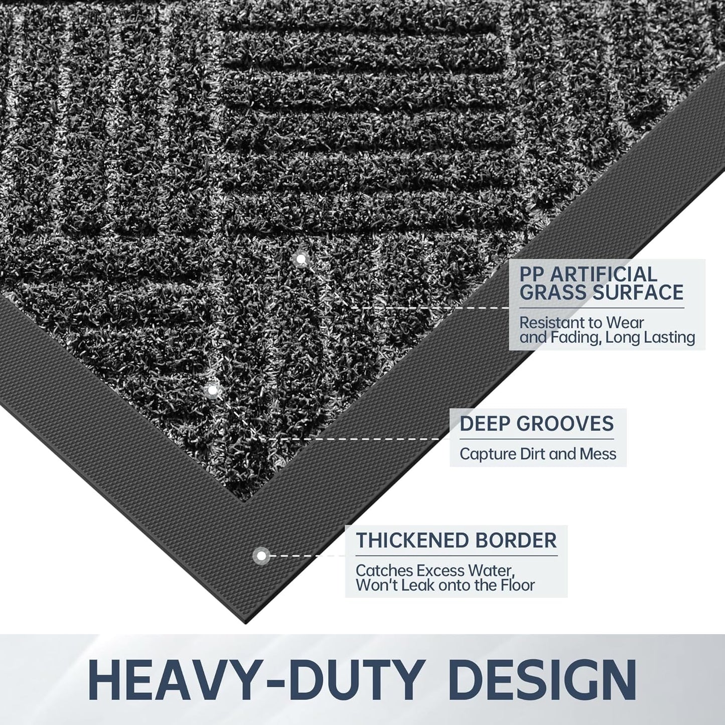 Front Door Mat, 6' x 4' Heavy Duty Indoor Outdoor Doormat, Non-Slip Backing Welcome Mats for Entryway, Low Profile, Commercial Door Mats