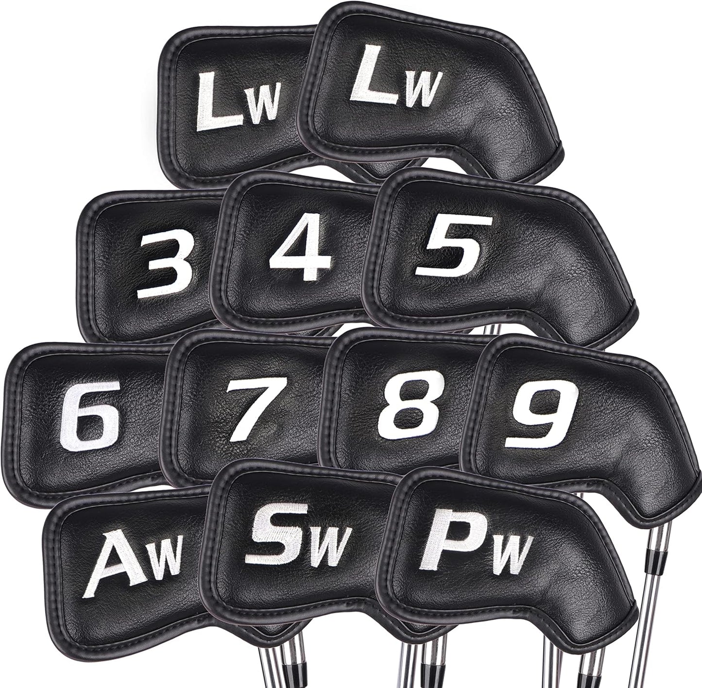 CHAMPKEY Premium Golf Club Covers for Men 12 Pack - Comfortable Polyurethane Golf Iron Covers - Ideal Golf Head Covers for Clubs