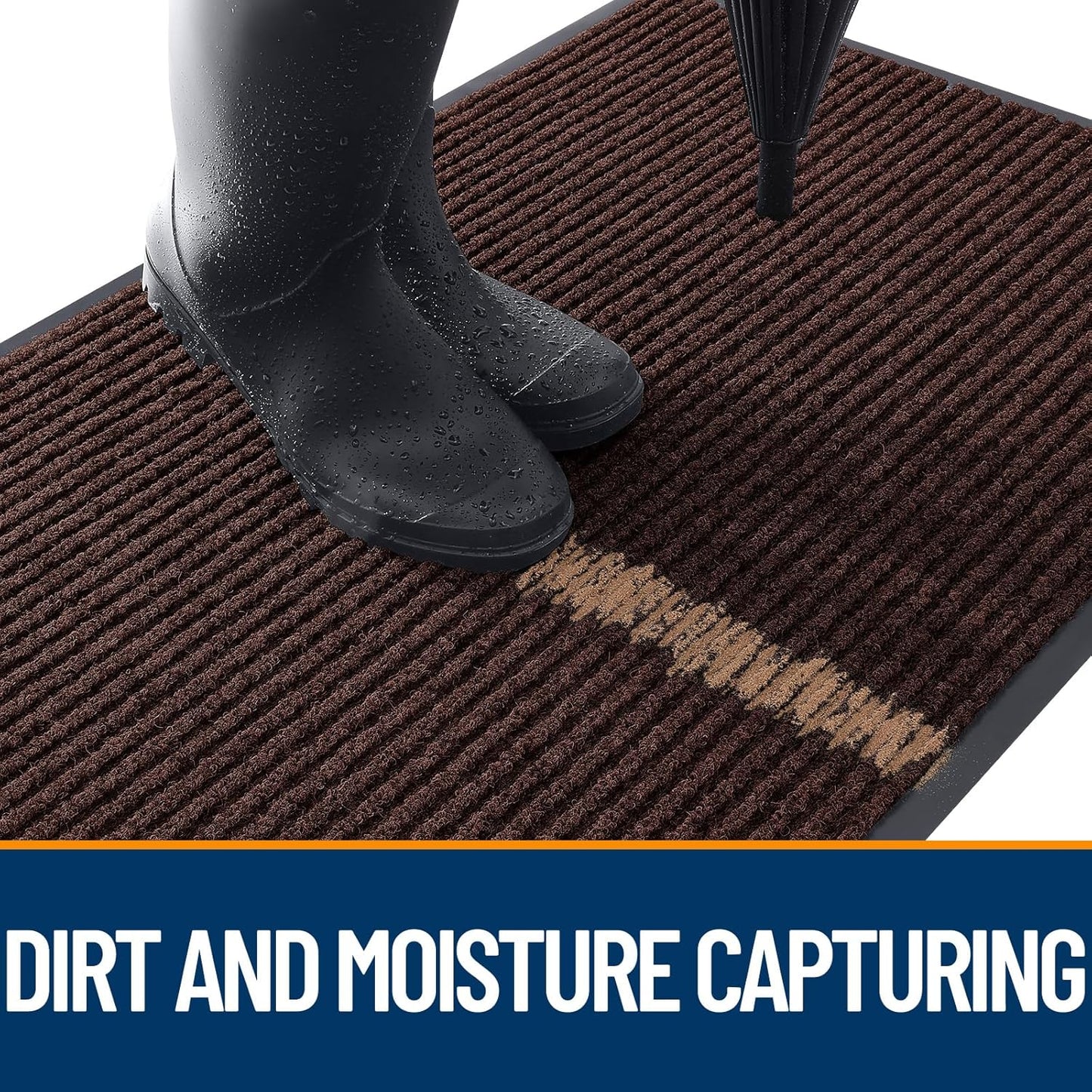 OLANLY Front Door Mat Indoor Outdoor Entrance, Waterproof Heavy Duty Doormat, Fade Resistant, Low Profile, Easy Clean Patio Porch Welcome Floor Mats for Entry, 29.5x17, Brown