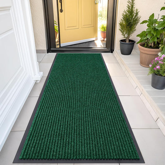OLANLY Front Door Mat Indoor Outdoor Entrance, Waterproof Heavy Duty Doormat, Fade Resistant, Low Profile, Easy Clean Patio Porch Welcome Floor Mats for Entry, 47x23, Green