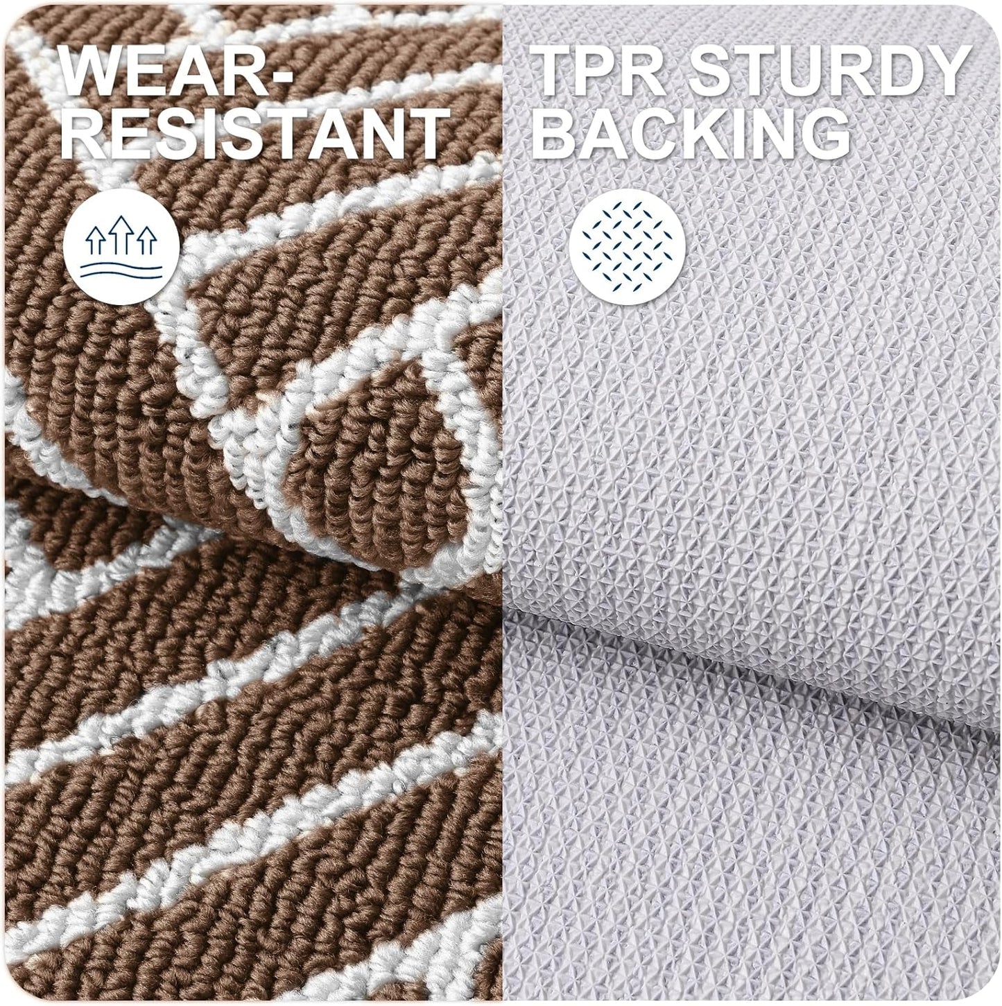 OLANLY Large Indoor Door Mat, 59x35 Inch, Dirt Resistant and Absorbent, Non-Slip Rubber Backing Floor Mats, Easy Clean Low-Profile Doormat for Entryway, Front Door, and Inside Entrance, Coffee