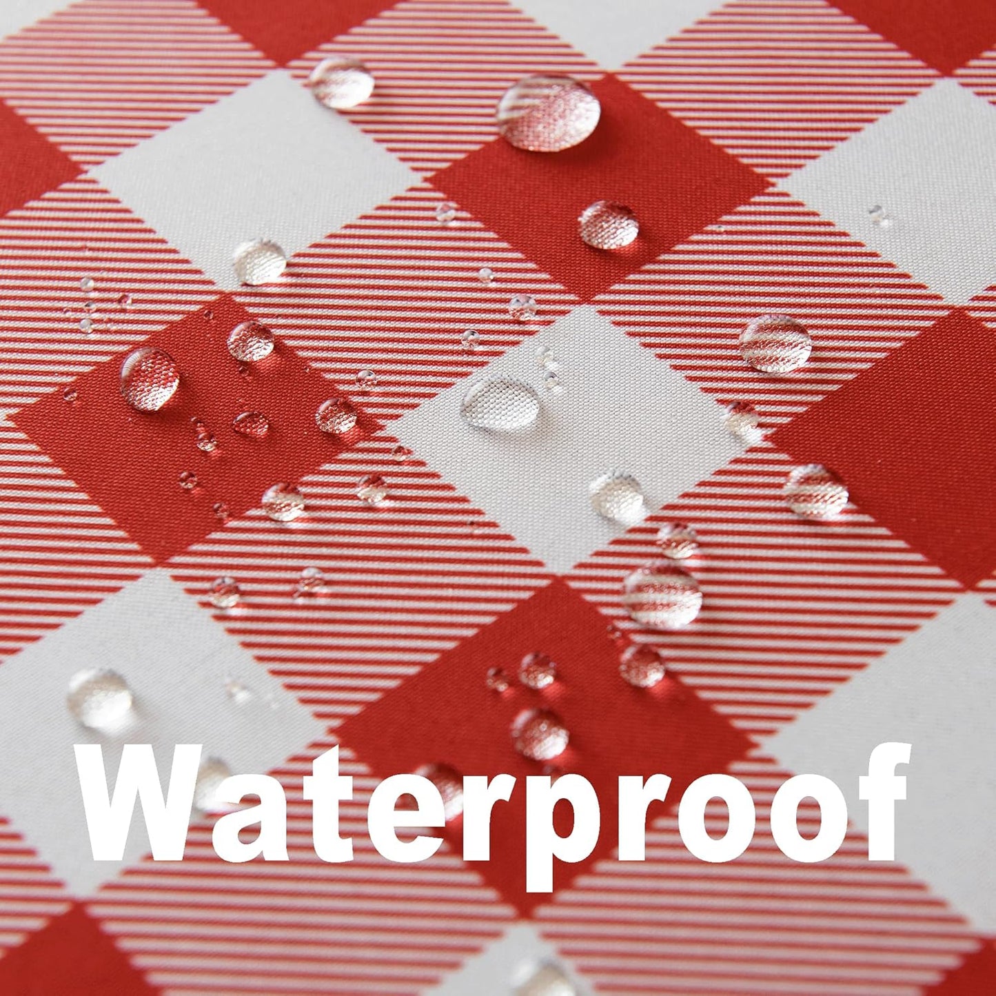 Waterproof Plaid Tablecloth Fabric - Round 50 Inch Classic Gingham Checker Table Cloth for Indoor/Outdoor Use - Buffalo Table Cover for Picnics, BBQs, and Parties