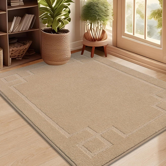 BEQHAUSE Door Mat 32" x 48", Non-Slip Door Mats Indoor Entryway Rugs Washable Low-Profile Absorbent and Stain Resist Floor Mats, Dog Door Mat for Front Back Door, Muddy Wet Shoes & Paws, Beige