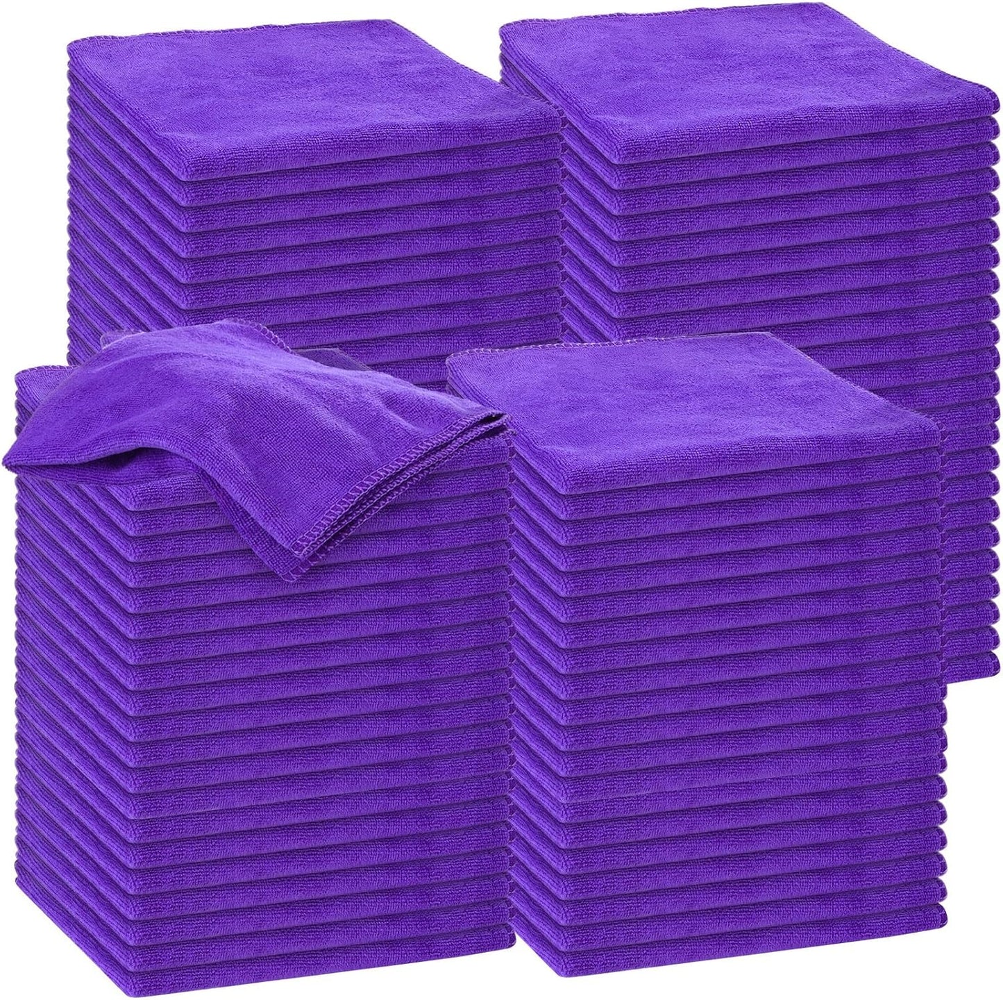 Nuenen Microfiber Cleaning Cloths for Cars 16 x 16 Inch Ultra Absorbent Car Towels Drying Reusable Cleaning Supplies House Kitchen Window Microfiber Towel(Purple,120 Pcs)