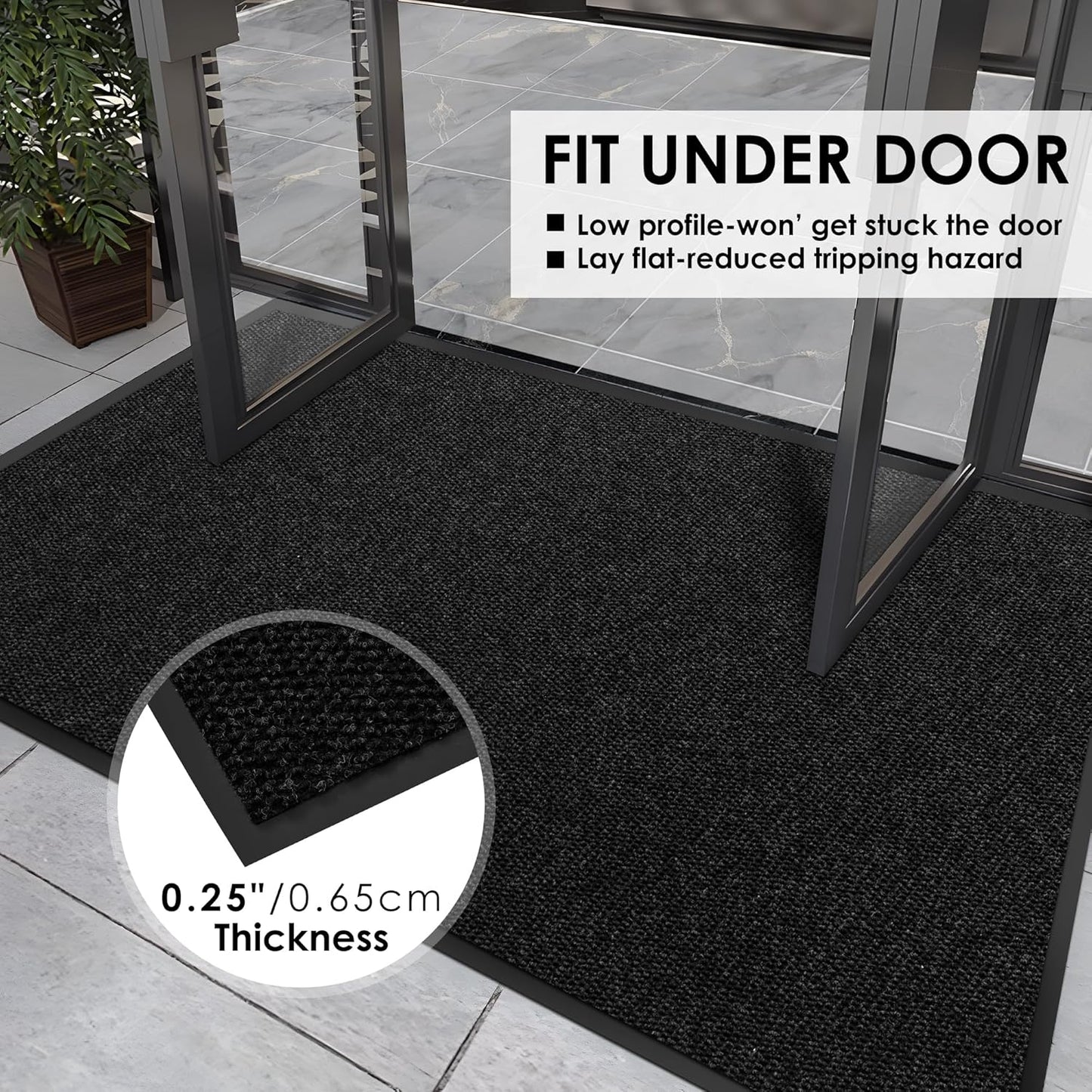 2′ x 40′ Front Door Mat Indoor Outdoor Entrance, Commercial Floor Mat Heavy Duty Dirt Trapper Entryway Doormat, Custom Size Non Slip Rubber Backing Welcome mat, Door Mat for High Traffic Area