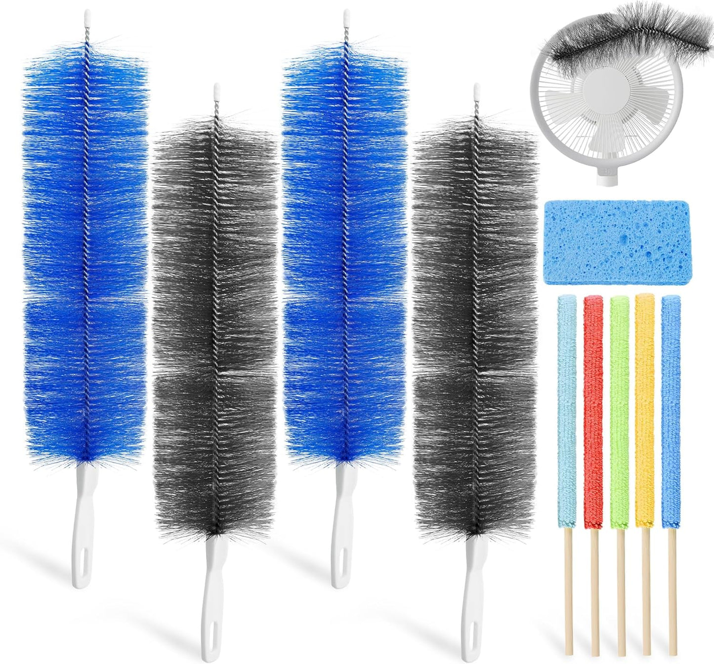 10Pcs Floor Fan Cleaning Brush Set, Bendable Fan Duster, Microfiber Detail Duster Sticks, Cleaning Sponges,Pedestal Fans Tools for Air Conditioning Home Car Vents Curtain Box