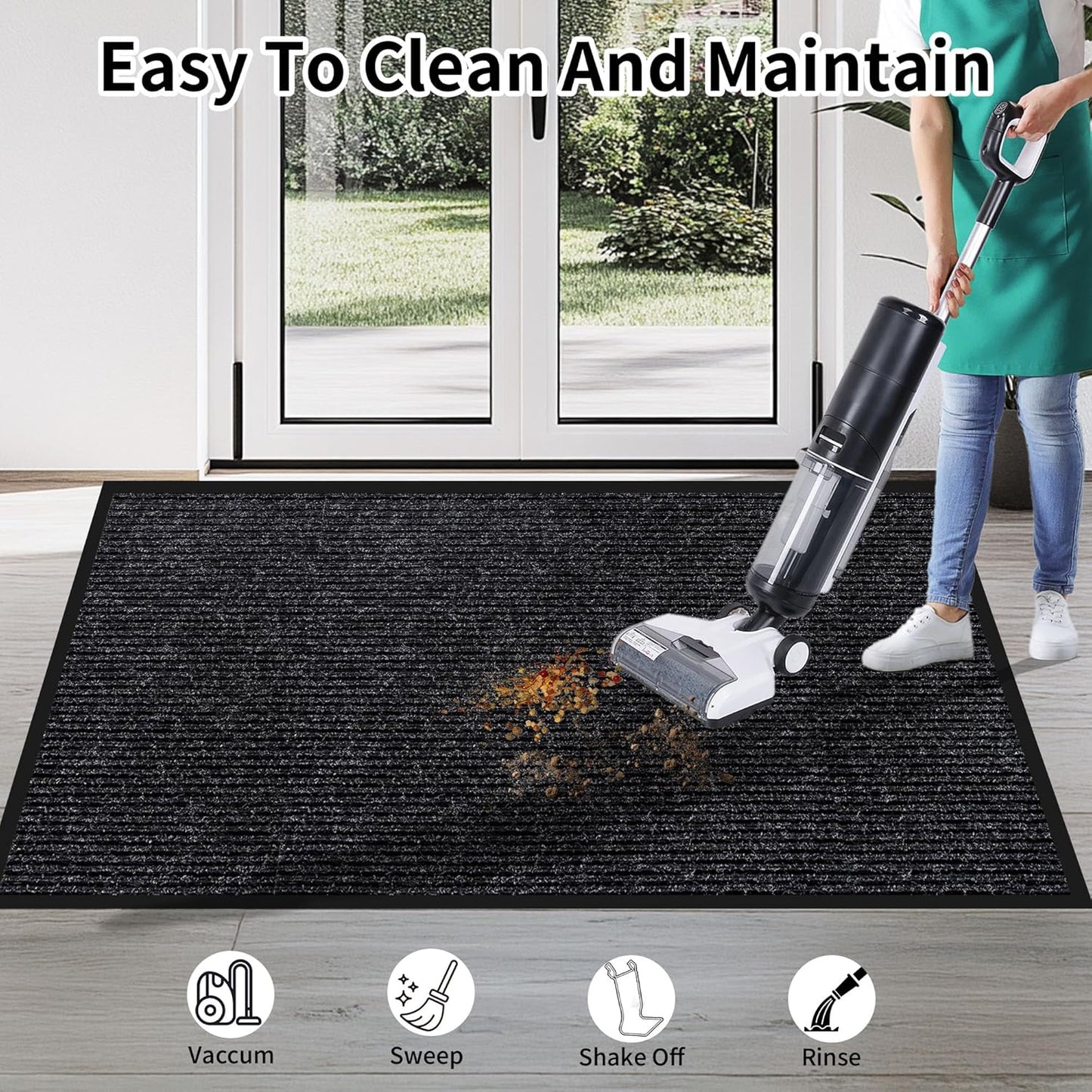 Front Door Mat Indoor Outdoor Entrance, 36" x 72" Dirt Resistant and Absorbent Door Mat, TPR Backing Non-Slip Doormats, Easy to Clean, Low Profile Welcome Floor Mat for Outside Entry