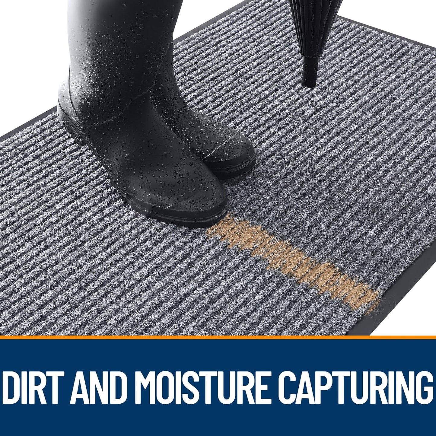 OLANLY Front Door Mat Indoor Outdoor Entrance, Waterproof Heavy Duty Doormat, Fade Resistant, Low Profile, Easy Clean Patio Porch Welcome Floor Mats for Entry, 71x23, Light Gray