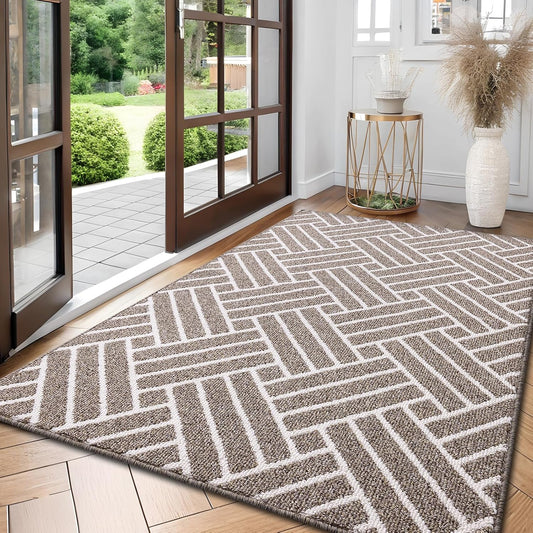 OLANLY Large Indoor Door Mat, 71x47 Inch, Dirt Resistant and Absorbent, Non-Slip Rubber Backing Floor Mats, Easy Clean Low-Profile Doormat for Entryway, Front Door, and Inside Entrance, Khaki