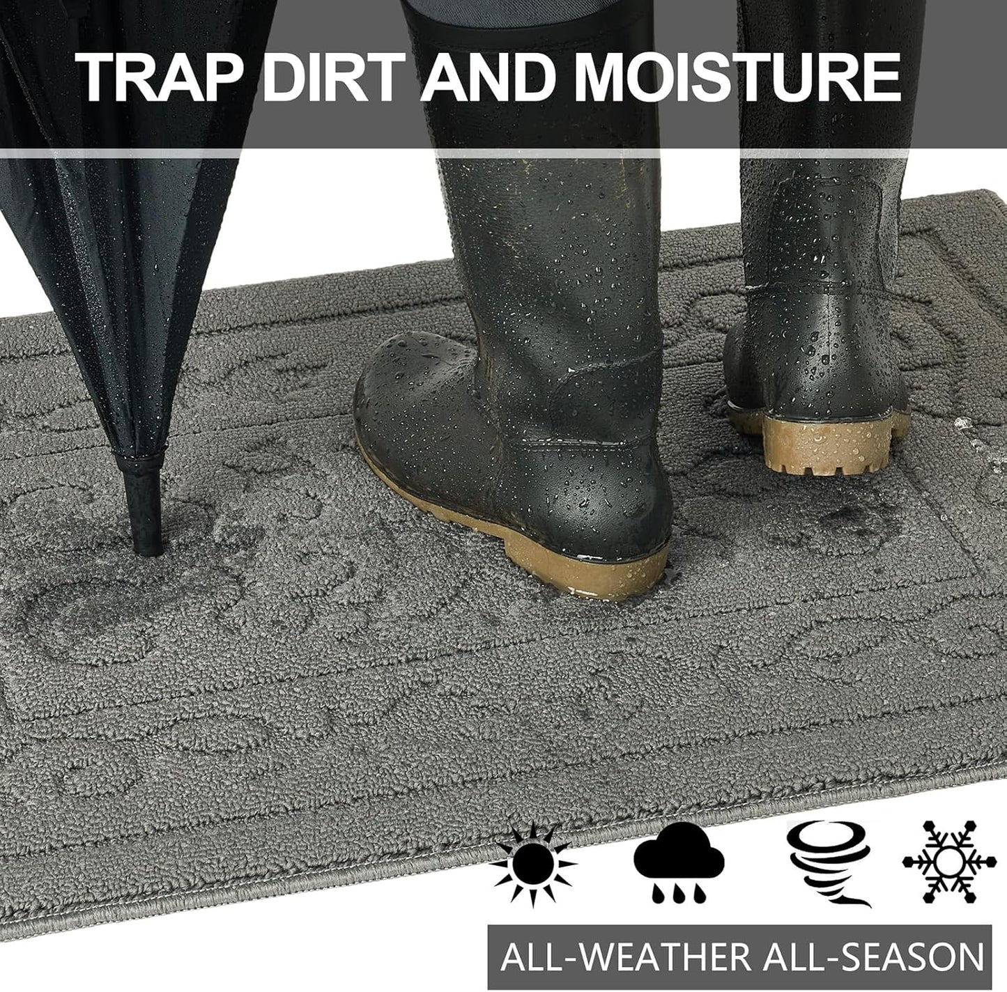 FONEYI Indoor Door Mat 36" x 59", Dirt Trapper Door Mats Non-Slip Entryway Rugs Washable, Absorbent Resist Dirt Welcome Mat, Low Profile Inside Floor Mats for Front Back Door and Entryway, Light Grey