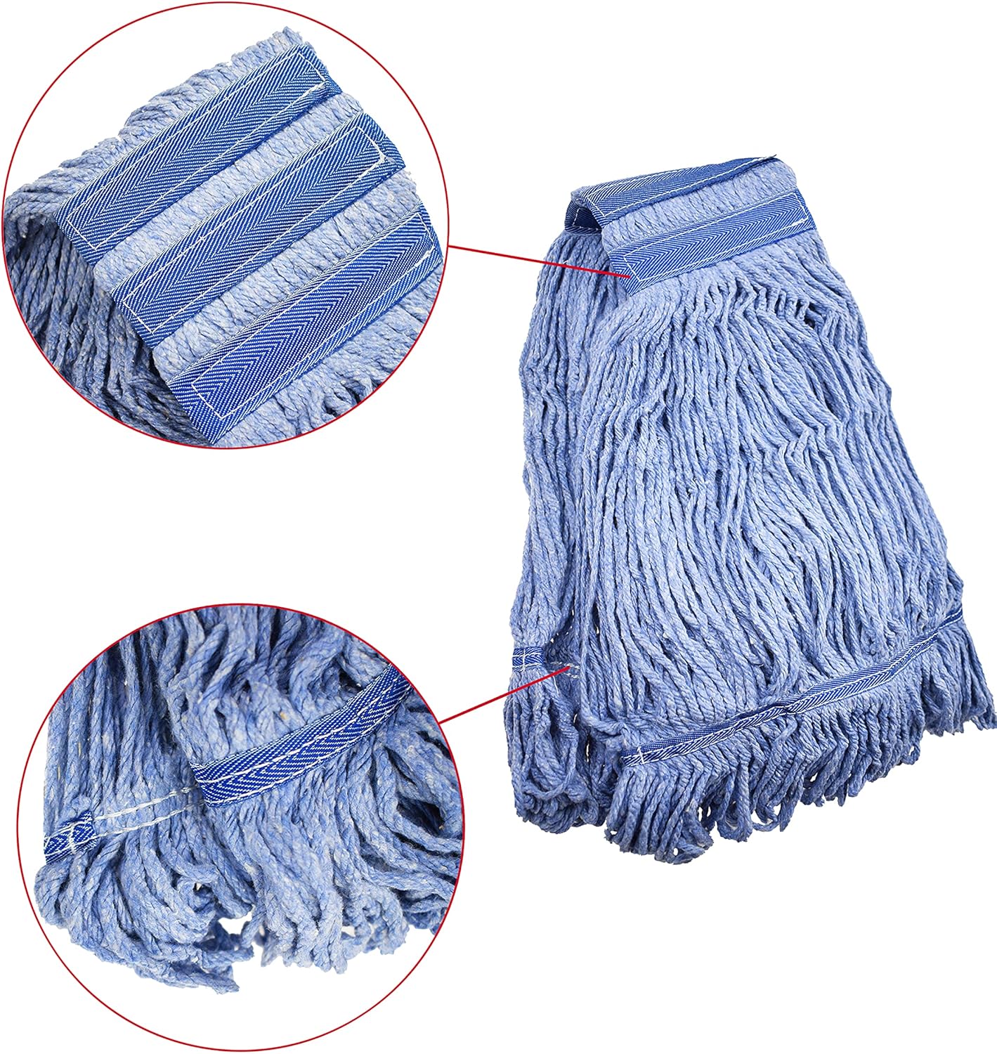 Mop Head Replacement Commercial Heavy Duty String Blue Wet Mop Heads for 3 Typs Commercial Mop Handle(1,Medium)
