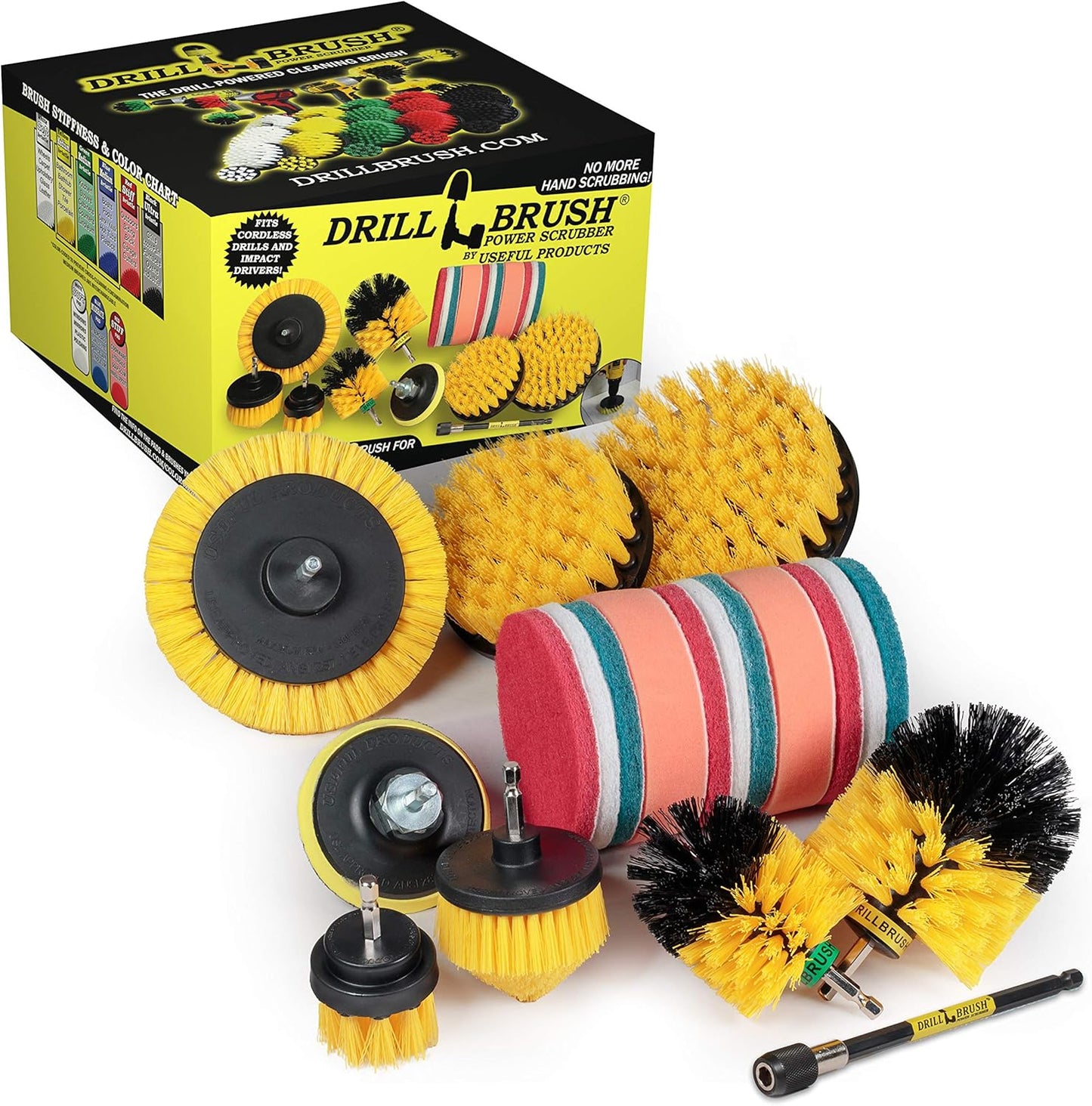 Drill Brush Power Scrubber by Useful Products - Toilet Bowl Power Brush - Bathroom Cleaner - Shower Cleaner - Bathroom Accessories Set - Cleaning Kits - Spin Scrubber Drill Attachments for Cleaning