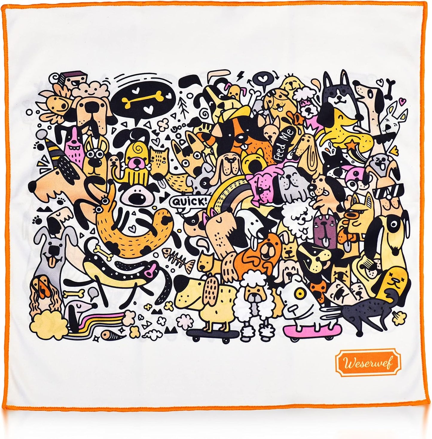 WESERWEF Design Microfiber Glasses Cleaning Cloth – Premium Cleaning Cloth for Eyeglasses, Screens, Tablets, Cameras & Lenses, 12" x 12", Ultra-Soft & Scratch-Free (Funny Dogs)