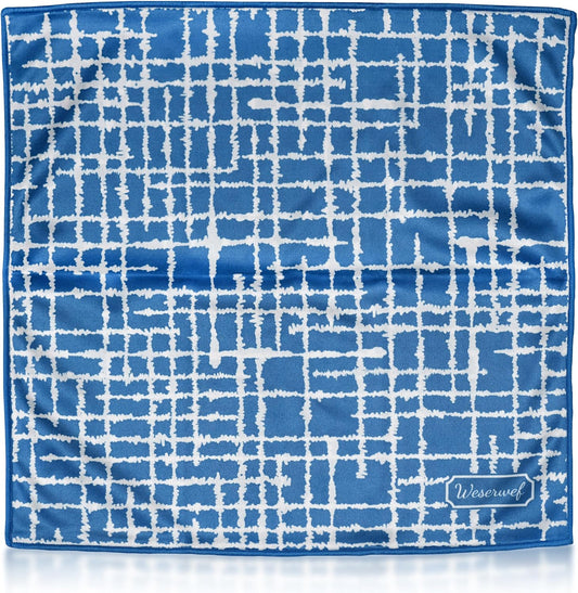 WESERWEF Design Microfiber Glasses Cleaning Cloth – Premium Cleaning Cloth for Eyeglasses, Screens, Tablets, Cameras & Lenses, 12" x 12", Ultra-Soft & Scratch-Free (Blue)