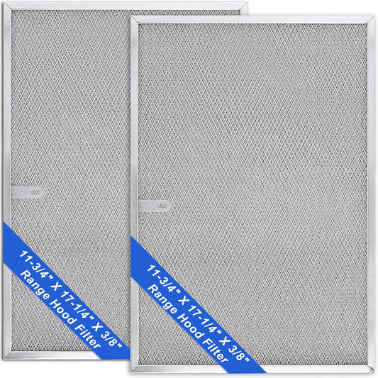 Wadoy BPS1FA36 Range Hood Filter 11-3/4" X 17-1/4" X 3/8", 2 Pack Aluminum Mesh Grease Range Hood Filter with Blue Protective Film (𝐂𝐚𝐧 𝐛𝐞 𝐭𝐨𝐫𝐧 𝐨𝐟𝐟) Compatible with Broan Nutone 99010300E